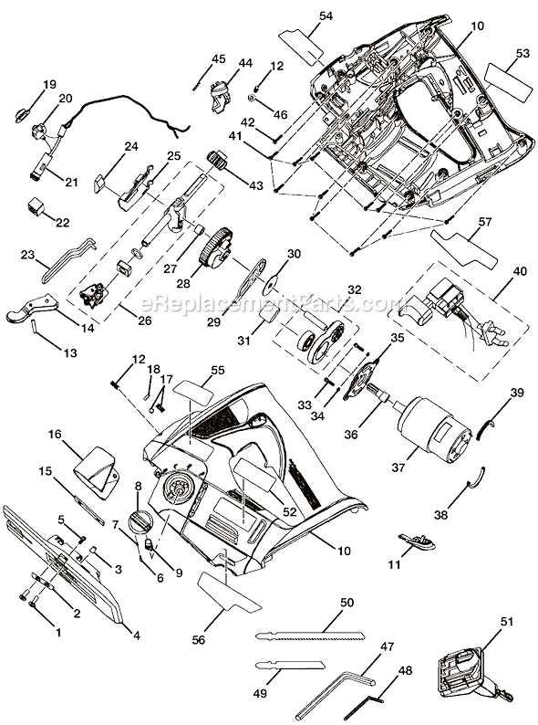 Page A Diagram and Parts List for P521  Ryobi Jig Saw