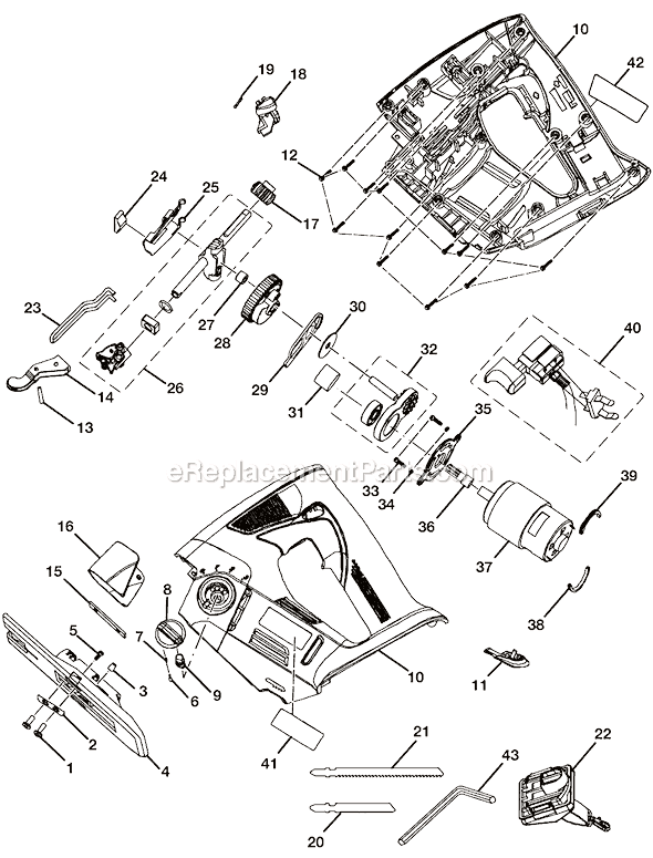 Page A Diagram and Parts List for P522  Ryobi Jig Saw