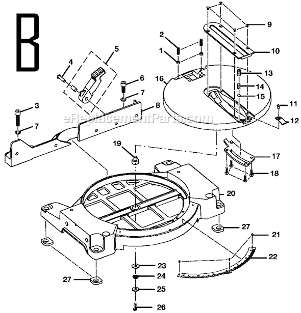 Page B Diagram and Parts List for P550  Ryobi Miter Saw