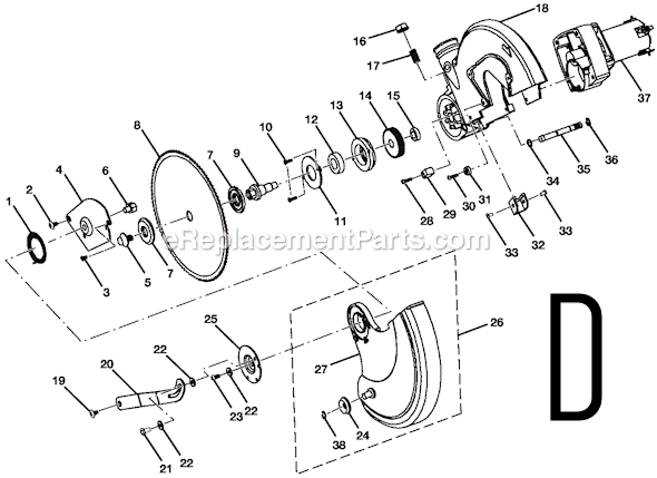 Page D Diagram and Parts List for P550  Ryobi Miter Saw