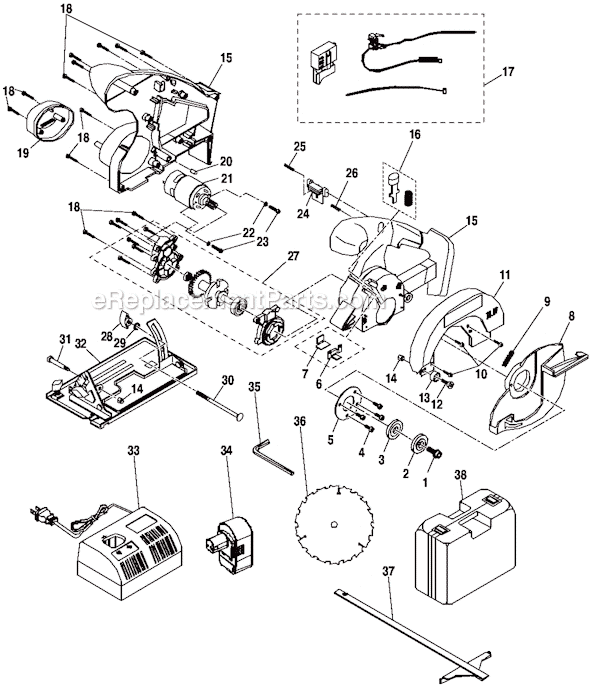 Page A Diagram and Parts List for R10631  Ryobi Circular Saw