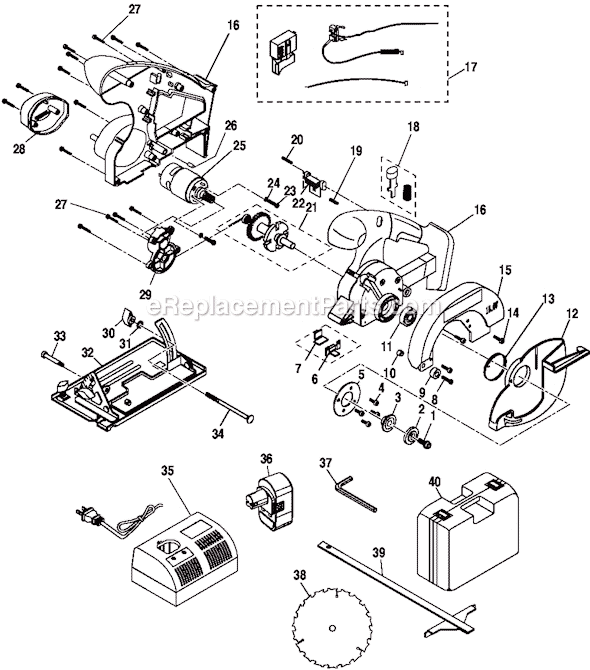 Page A Diagram and Parts List for R10633  Ryobi Circular Saw