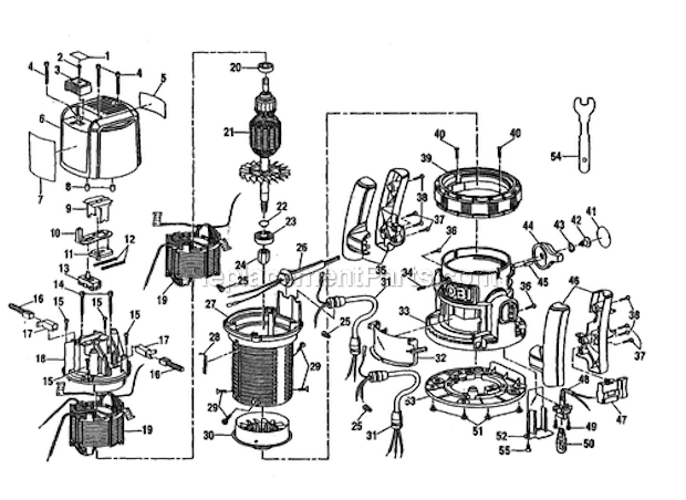 Page A Diagram and Parts List for R160  Ryobi Router
