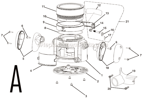 Page A Diagram and Parts List for R162K  Ryobi Router