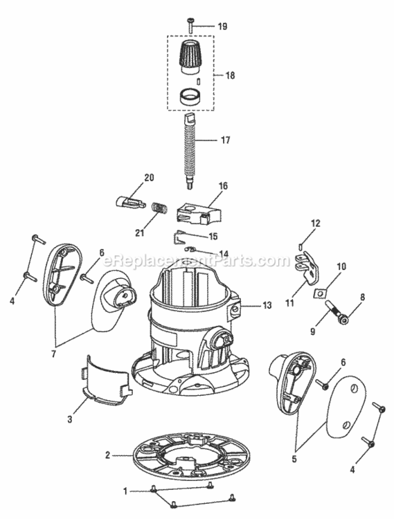 General_Assembly_(Part_1) Diagram and Parts List for R163G  Ryobi Router