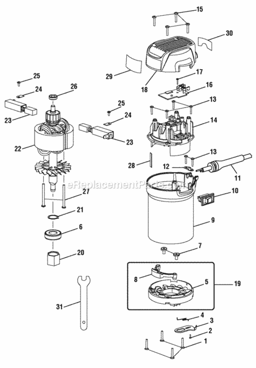 General_Assembly_(Part_2) Diagram and Parts List for R163G  Ryobi Router