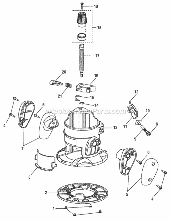 General_Assembly_(Part_1) Diagram and Parts List for R163  Ryobi Router