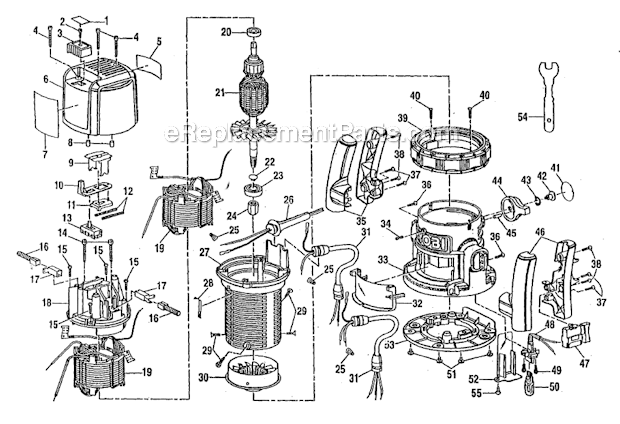 Page A Diagram and Parts List for R165  Ryobi Router