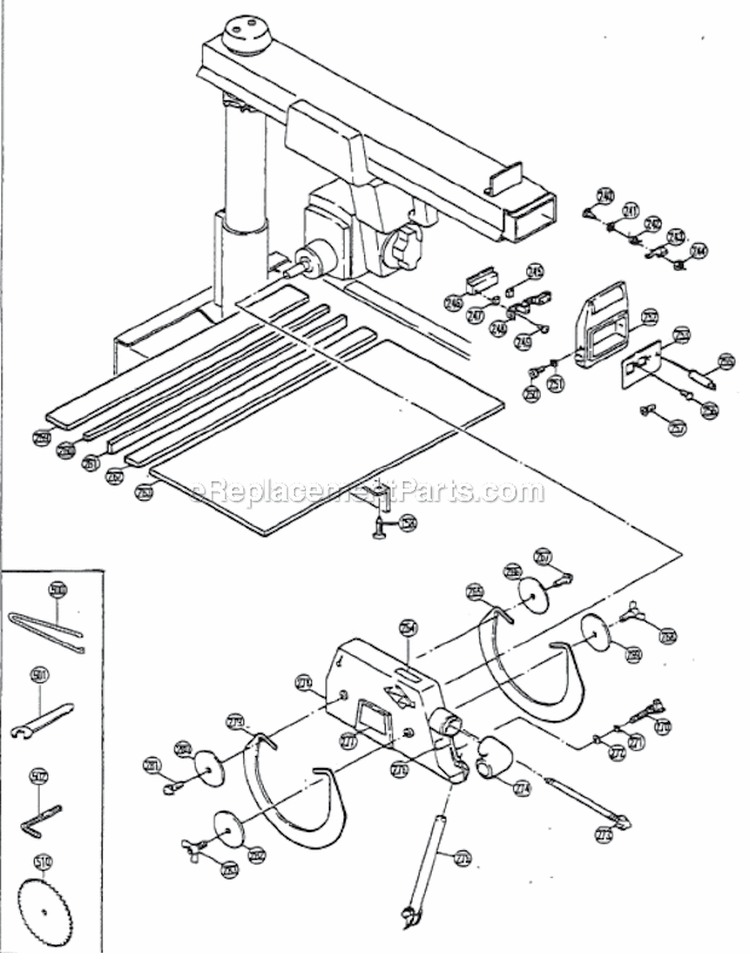 Page D Diagram and Parts List for RA-2500  Ryobi Miter Saw