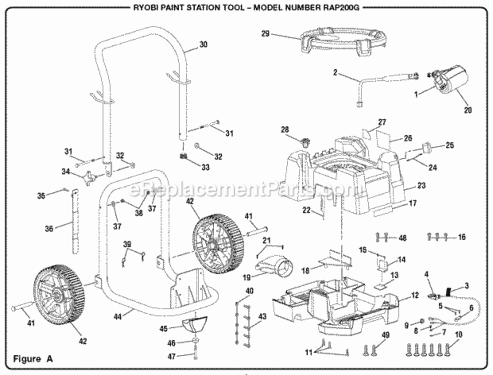 Figure_A Diagram and Parts List for RAP200G  Ryobi Paint Sprayer