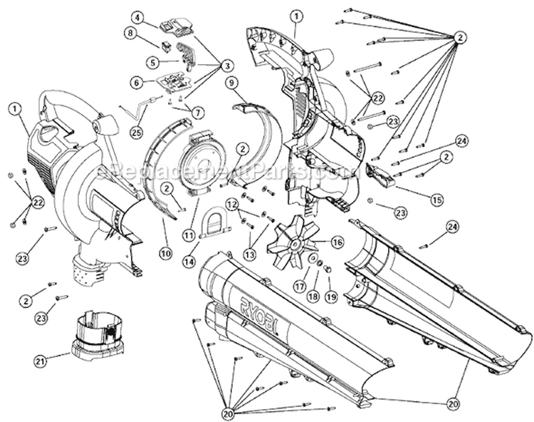 Page B Diagram and Parts List for RGBV3100 41ASGBVG734 Ryobi Leaf Blower / Vacuum