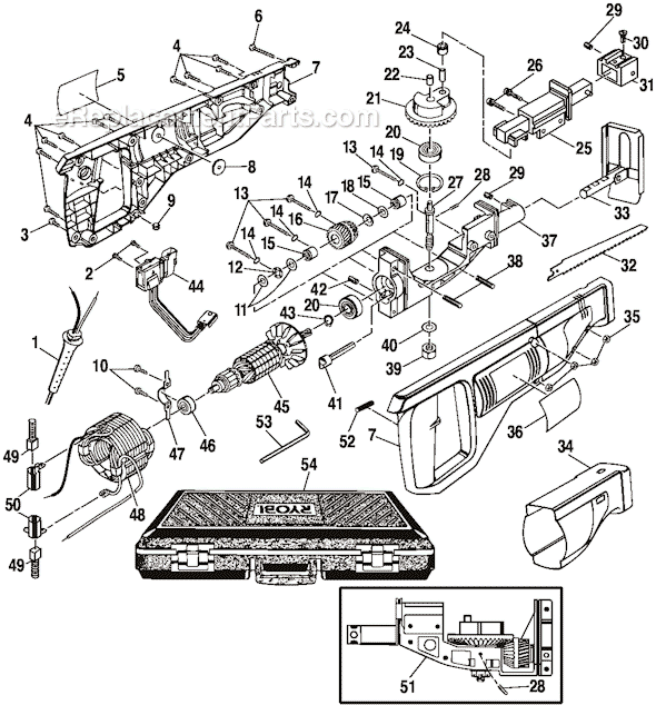 Page A Diagram and Parts List for RJ150V-01  Ryobi Reciprocating Saw