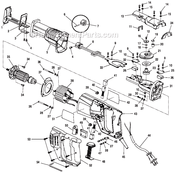 Page A Diagram and Parts List for RJ160V  Ryobi Reciprocating Saw