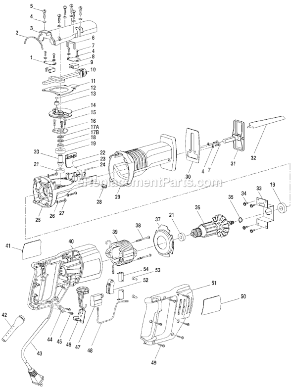 Page A Diagram and Parts List for RJ161VK  Ryobi Reciprocating Saw