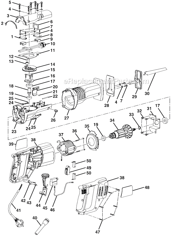 Page A Diagram and Parts List for RJ162VK  Ryobi Reciprocating Saw