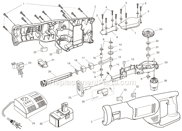 Page A Diagram and Parts List for RJC181  Ryobi Reciprocating Saw