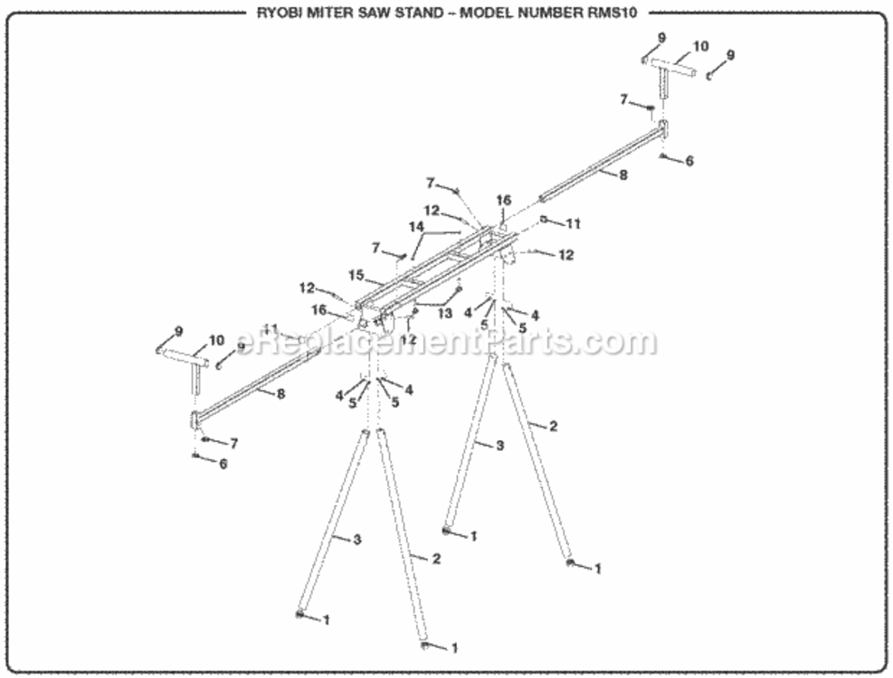 Miter_Saw_Stand Diagram and Parts List for RMS10  Ryobi Miter Saw