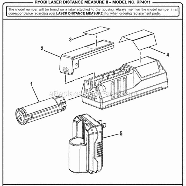 Page A Diagram and Parts List for RP4011  Ryobi Laser Level