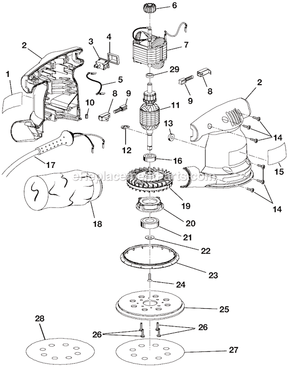 Page A Diagram and Parts List for RS2418  Ryobi Sander Polisher
