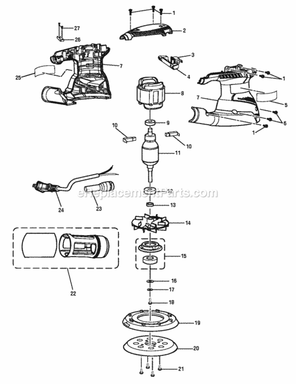 General_Assembly Diagram and Parts List for RS290G  Ryobi Sander Polisher