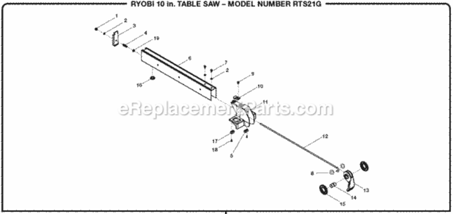 Figure_C Diagram and Parts List for RTS21G  Ryobi Table Saw