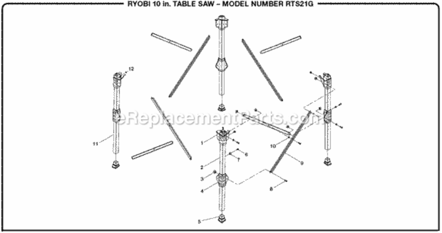 Figure_D Diagram and Parts List for RTS21G  Ryobi Table Saw
