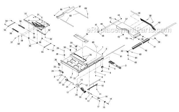 Page A Diagram and Parts List for RTS31  Ryobi Table Saw