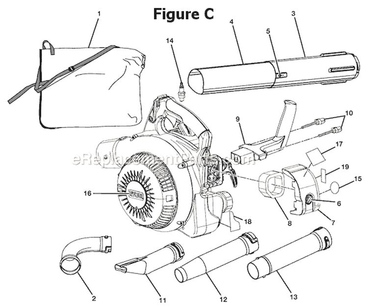 Page C Diagram and Parts List for RY08544  Ryobi Leaf Blower / Vacuum