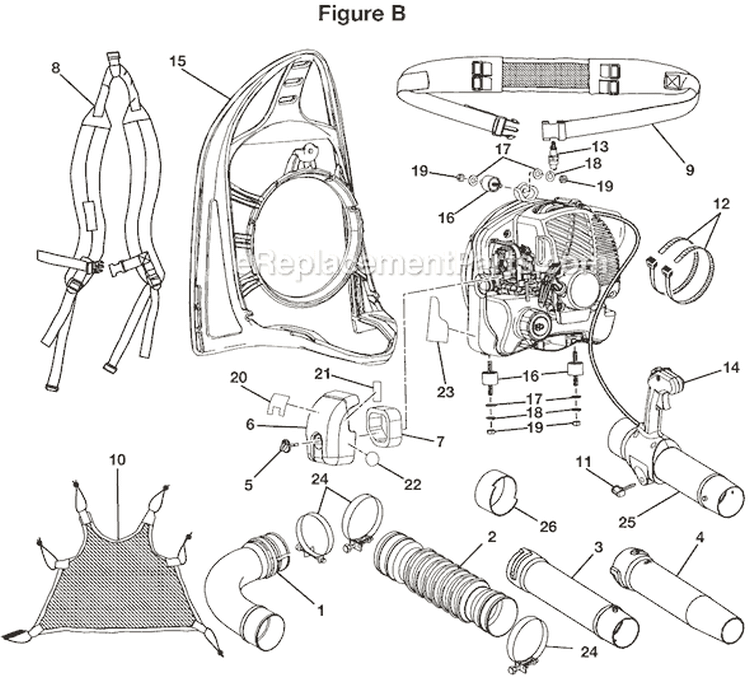 Page B Diagram and Parts List for RY08574  Ryobi Leaf Blower / Vacuum