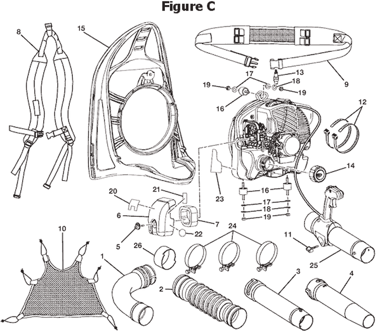 Page C Diagram and Parts List for RY08576  Ryobi Leaf Blower / Vacuum
