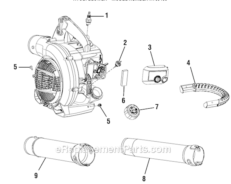Page A Diagram and Parts List for RY09460  Ryobi Leaf Blower / Vacuum