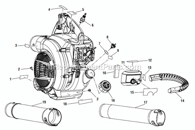 Page A Diagram and Parts List for RY09466  Ryobi Leaf Blower / Vacuum