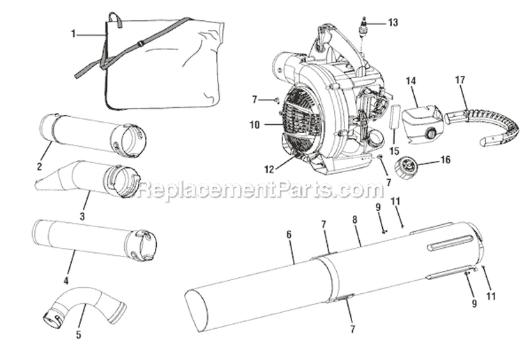 Page A Diagram and Parts List for RY09551  Ryobi Leaf Blower / Vacuum