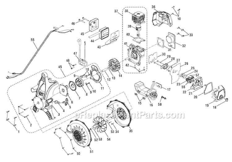 Page B Diagram and Parts List for RY09800  Ryobi Leaf Blower / Vacuum