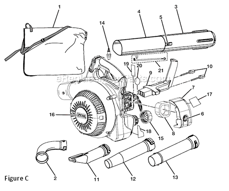 Page C Diagram and Parts List for RY09903  Ryobi Leaf Blower / Vacuum