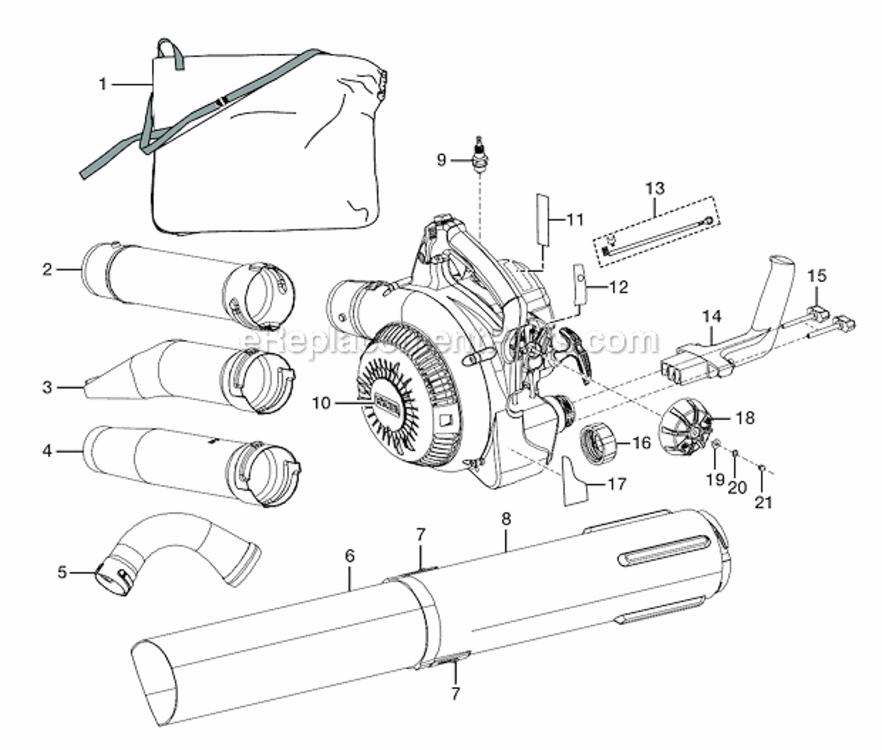 Page A Diagram and Parts List for RY09905  Ryobi Leaf Blower / Vacuum