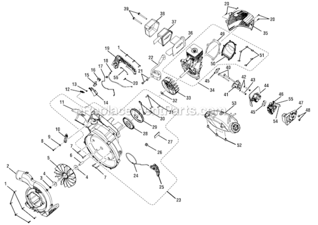 Page B Diagram and Parts List for RY09951  Ryobi Leaf Blower / Vacuum