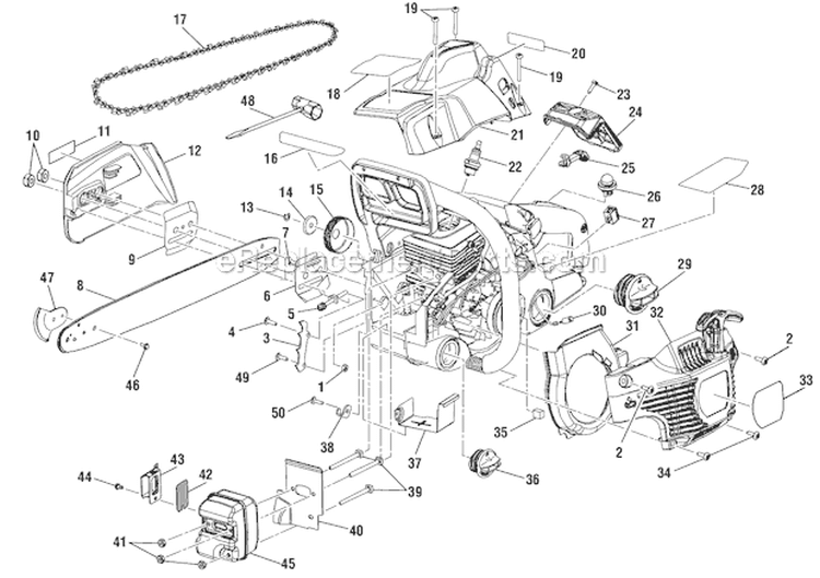 Page A Diagram and Parts List for RY10520  Ryobi Chainsaw