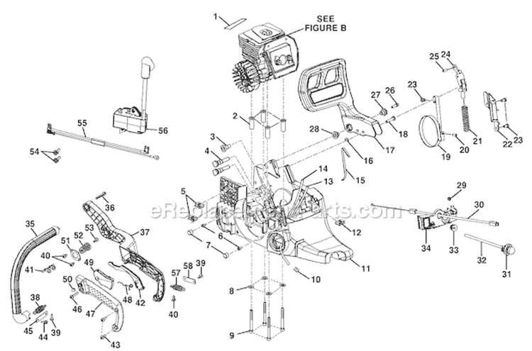Page B Diagram and Parts List for RY10521  Ryobi Chainsaw