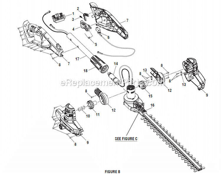 Page B Diagram and Parts List for RY24600  Ryobi Hedge Trimmer