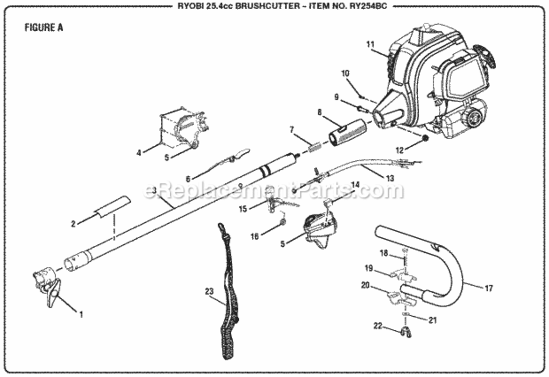 Firure_A Diagram and Parts List for RY254BC  Ryobi Brush Cutter