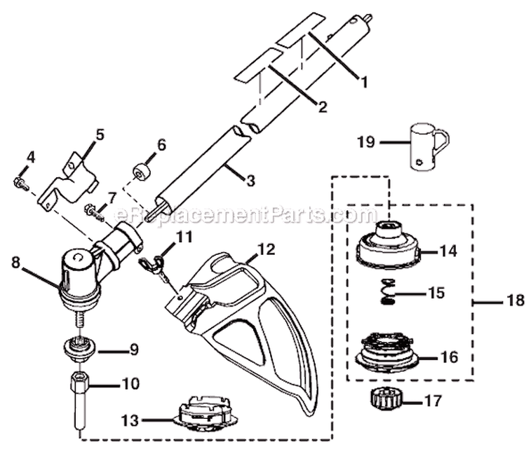 Lower Shaft Assembly Diagram and Parts List for RY28040 RY28040 Ryobi Trimmer