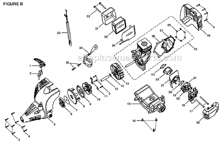 Page B Diagram and Parts List for RY28041  Ryobi Trimmer