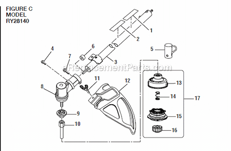 Figur C Diagram and Parts List for RY28140 RY28140 Ryobi Trimmer