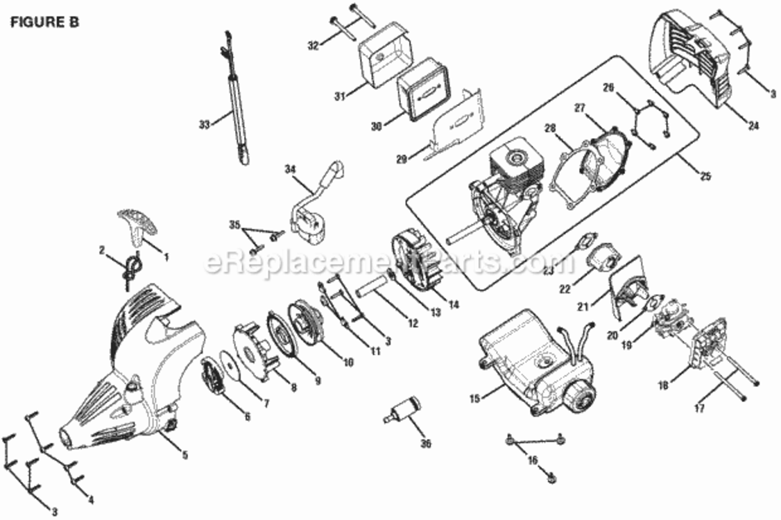 Page B Diagram and Parts List for RY28141  Ryobi Trimmer