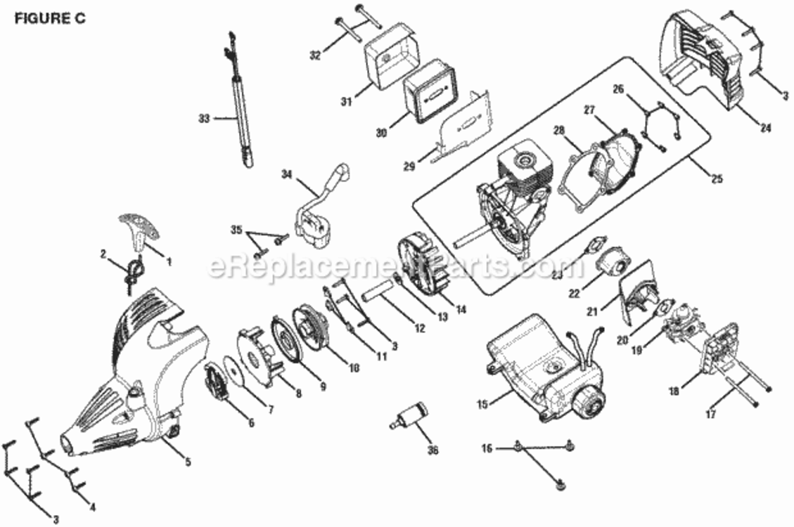 Page C Diagram and Parts List for RY28161  Ryobi Trimmer