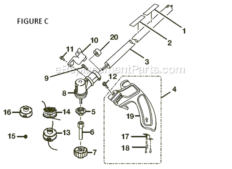 Page C Diagram and Parts List for RY30002B  Ryobi Trimmer