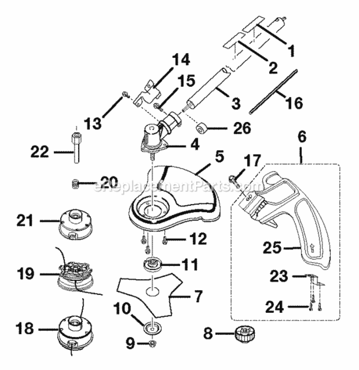 Lower_Boom_Assembly Diagram and Parts List for RY30004A  Ryobi Brush Cutter