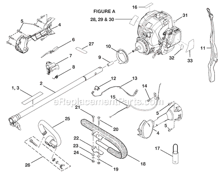 Page A Diagram and Parts List for RY30004B  Ryobi Brush Cutter