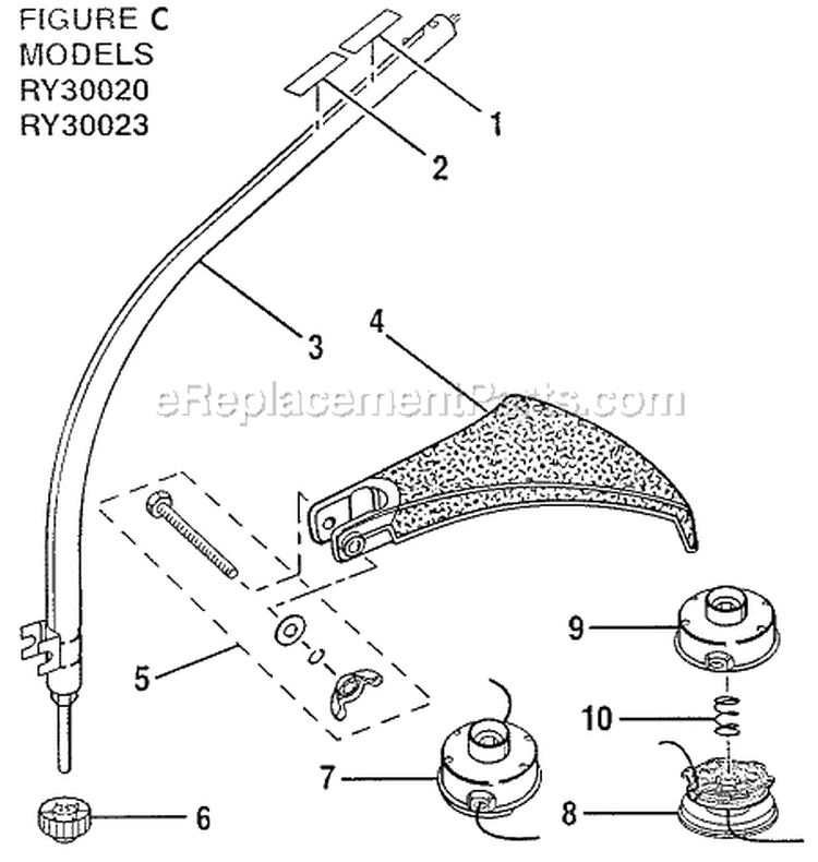 Page C Diagram and Parts List for RY30023  Ryobi Trimmer